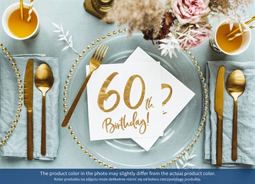 Serviet "60th Birthday" Hvid Guld